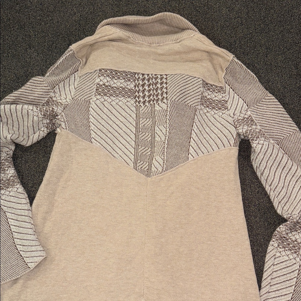 Free People Stylish Beige and Brown Button-Up Cardigan - Picture 9 of 9